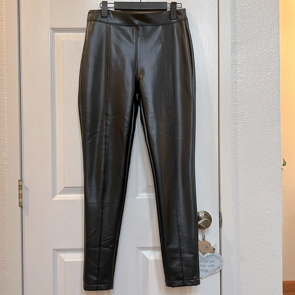Faux leather slacks.
